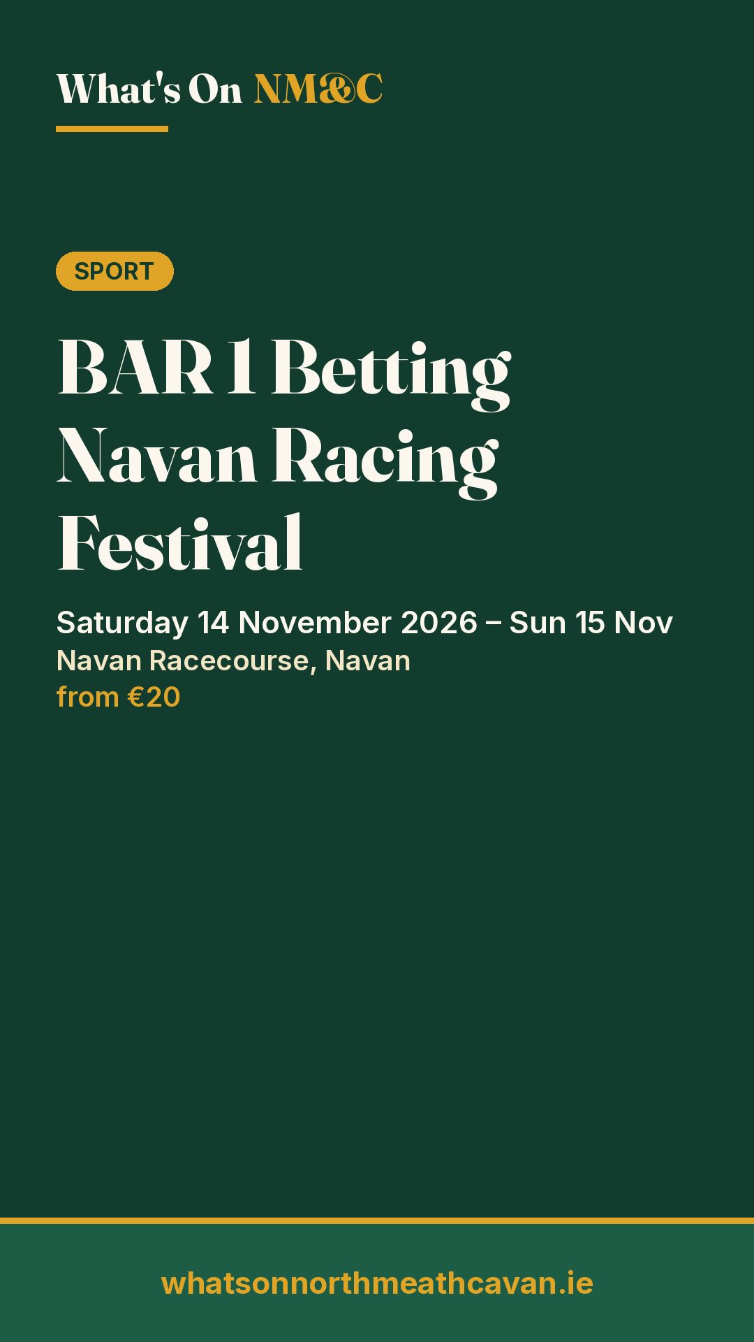 Story image for BAR 1 Betting Navan Racing Festival