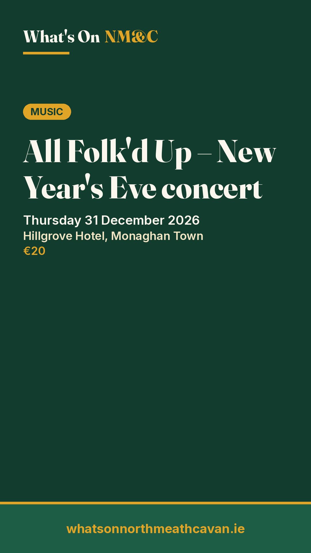 Story image for All Folk'd Up – New Year's Eve concert
