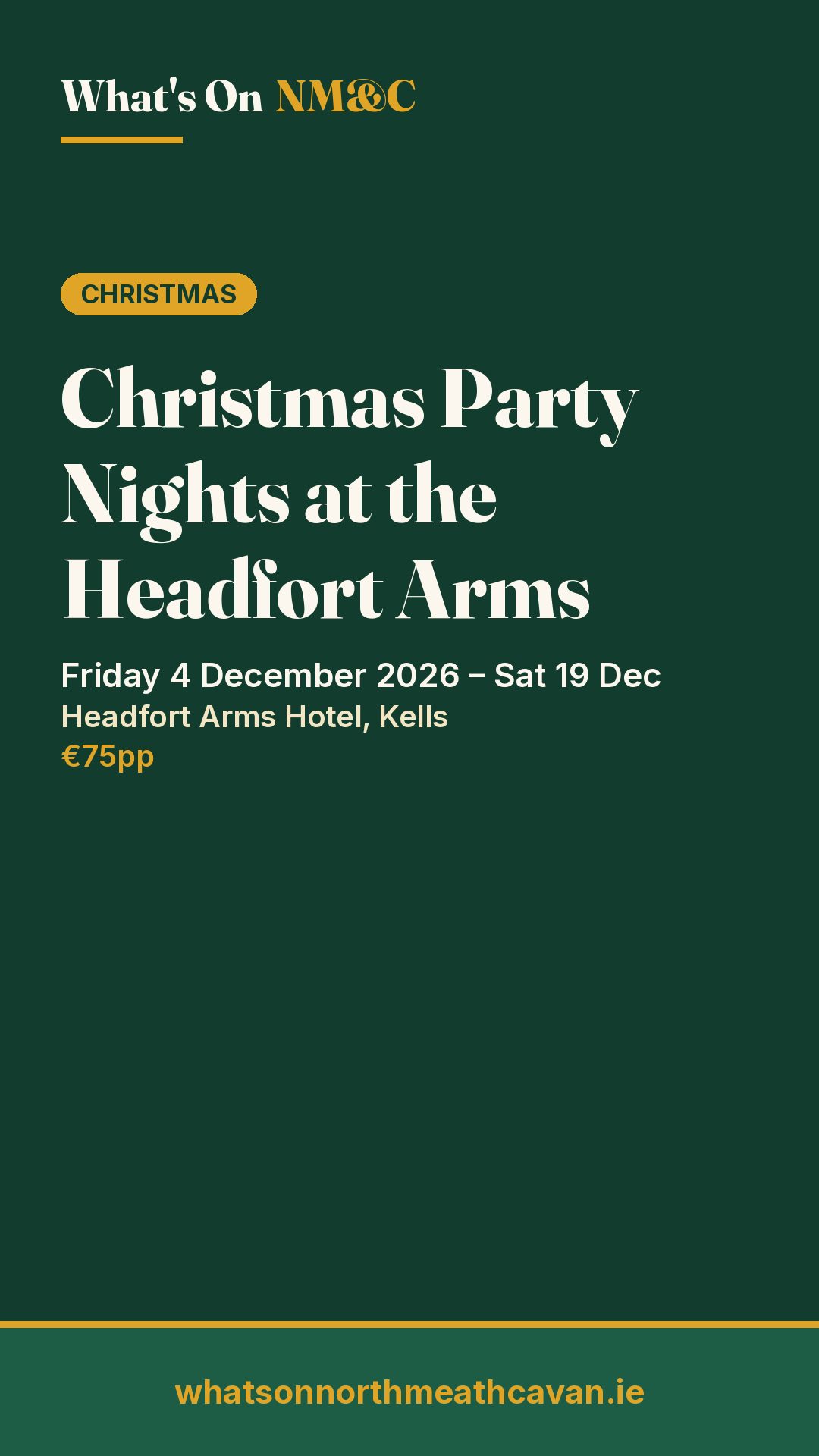 Story image for Christmas Party Nights at the Headfort Arms