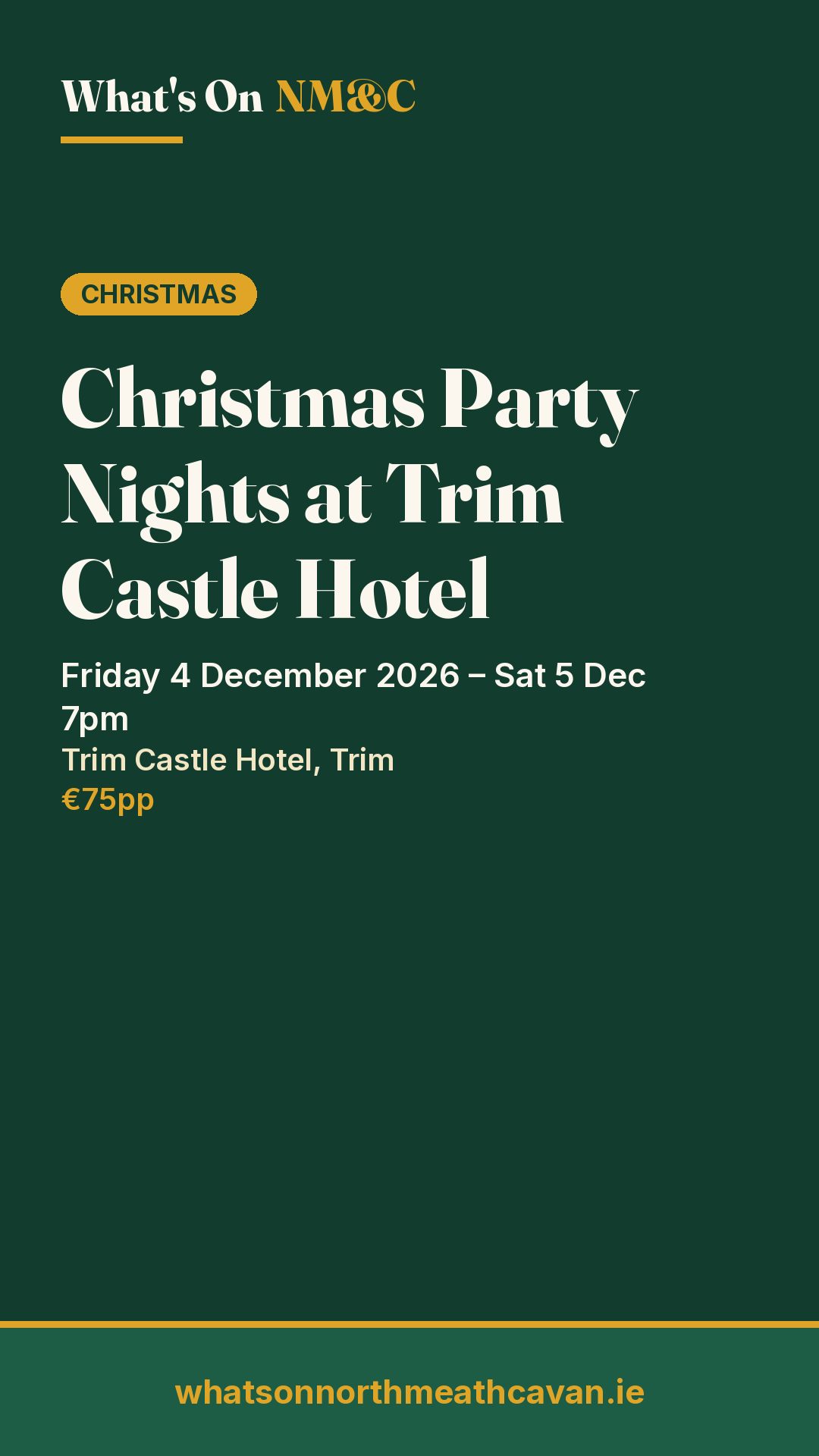 Story image for Christmas Party Nights at Trim Castle Hotel