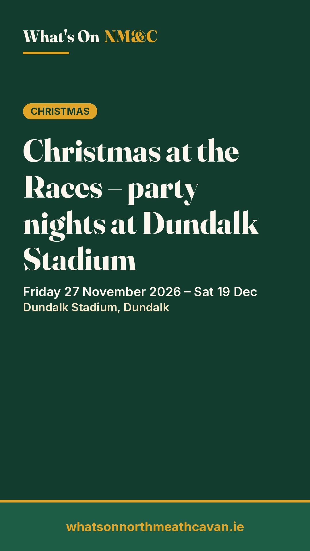 Story image for Christmas at the Races – party nights at Dundalk Stadium