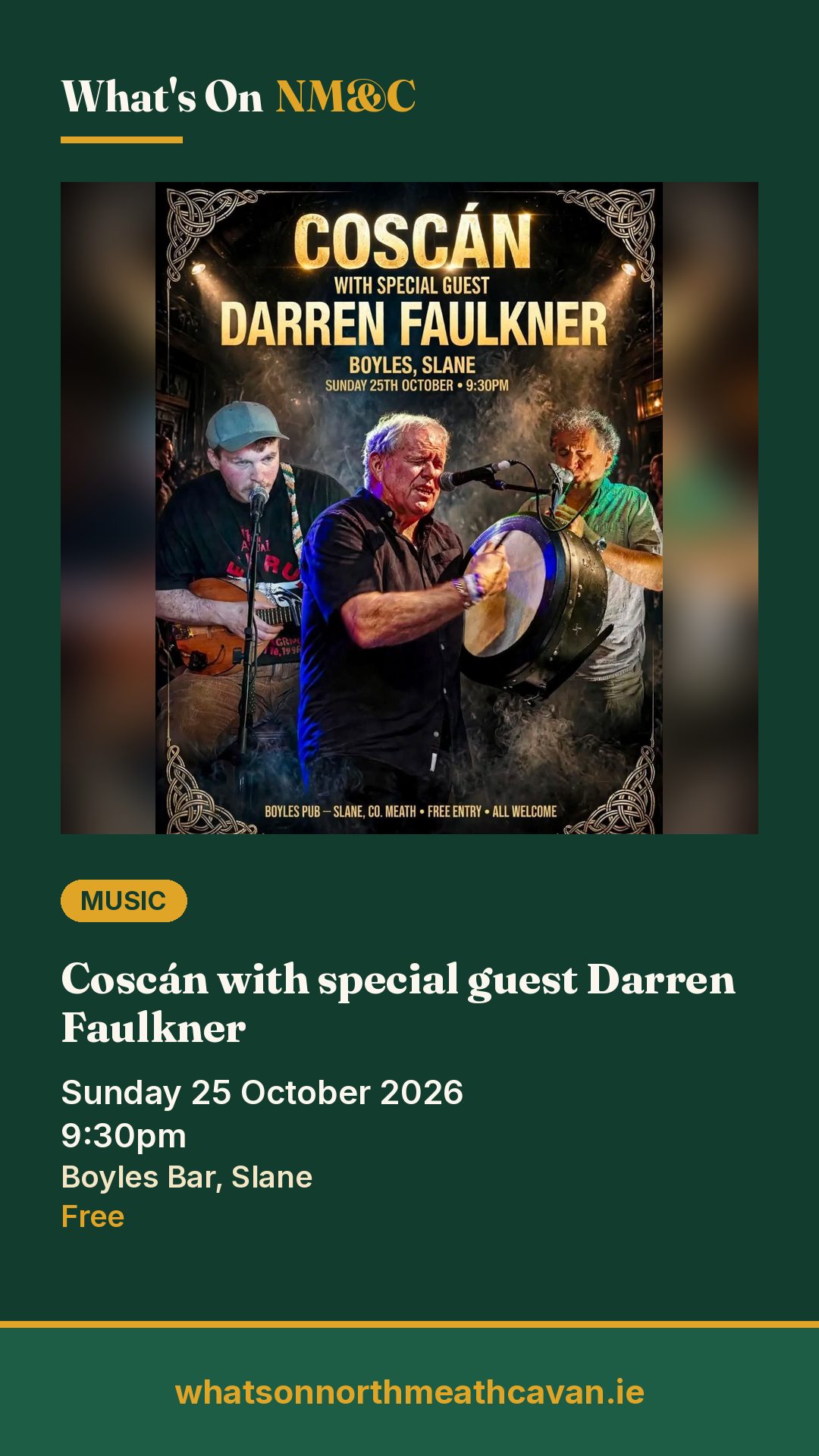 Story image for Coscán with special guest Darren Faulkner