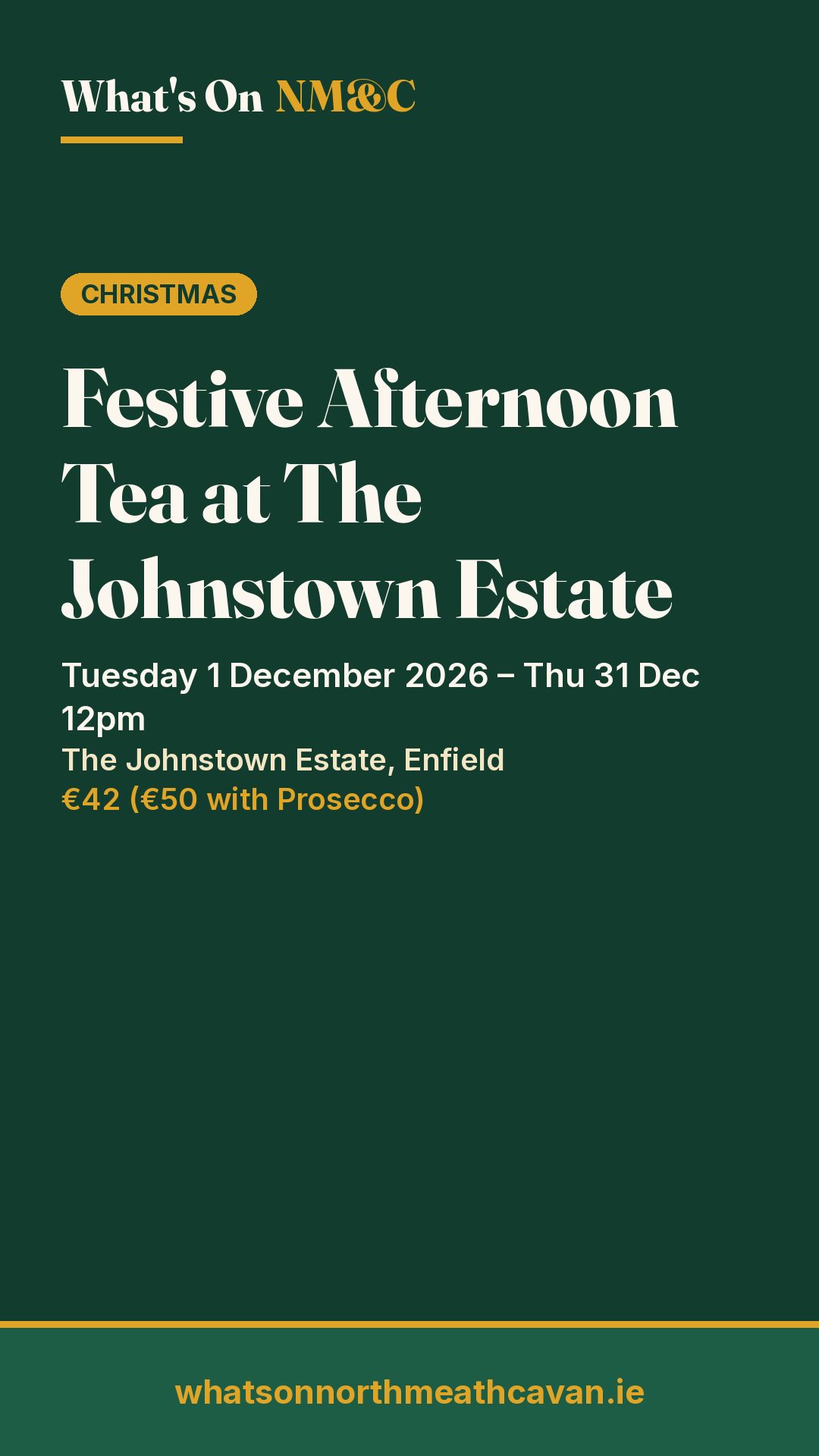 Story image for Festive Afternoon Tea at The Johnstown Estate