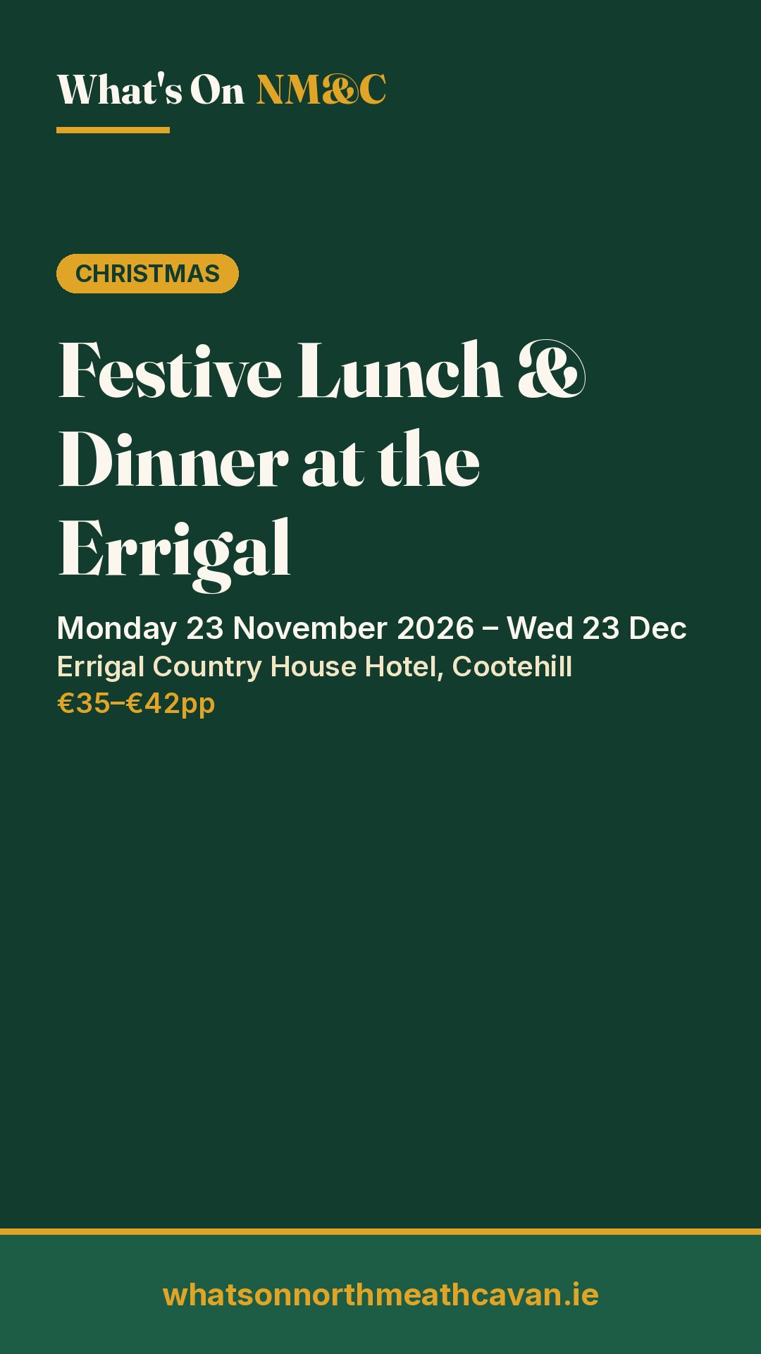 Story image for Festive Lunch & Dinner at the Errigal