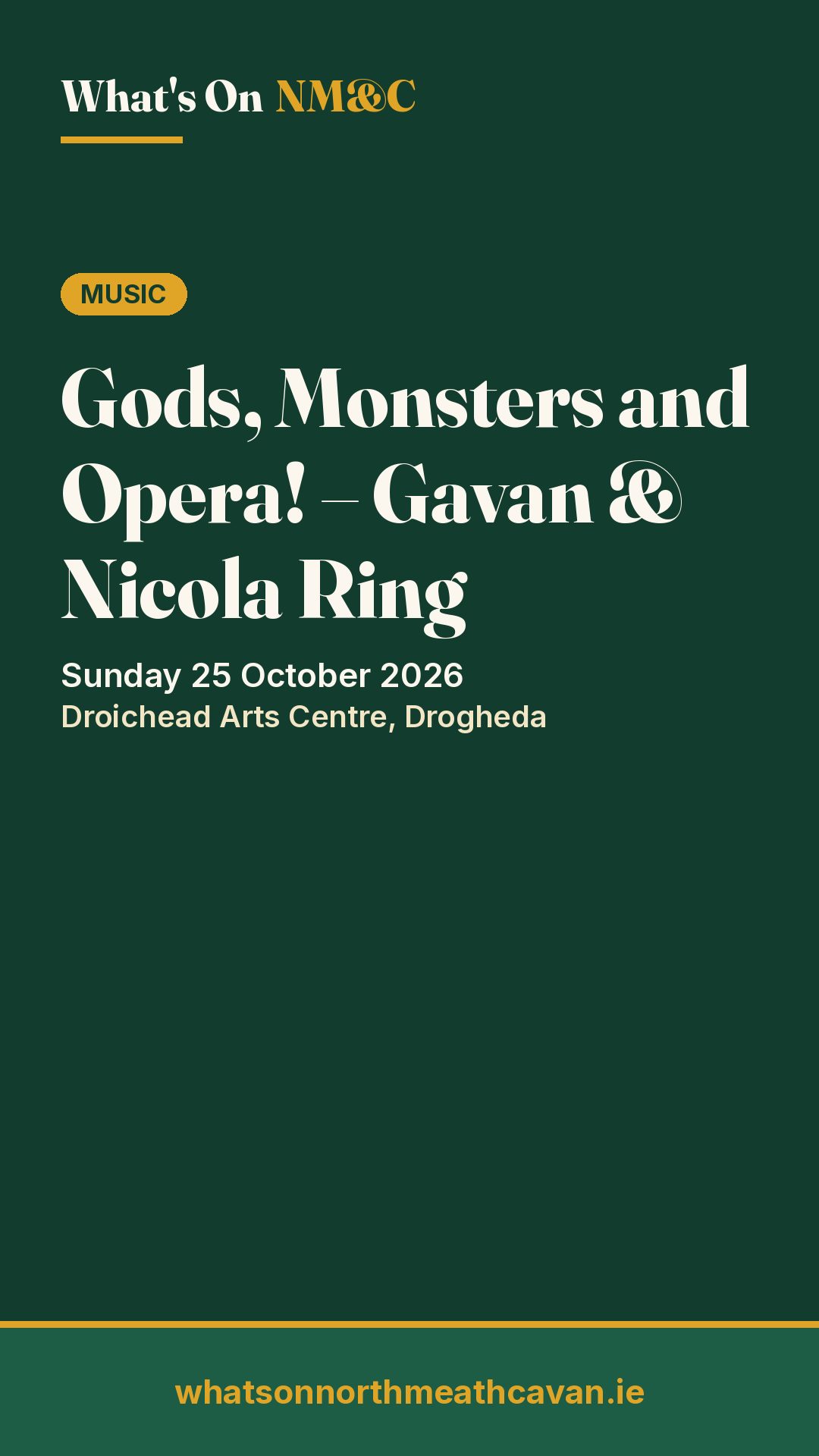 Story image for Gods, Monsters and Opera! – Gavan & Nicola Ring