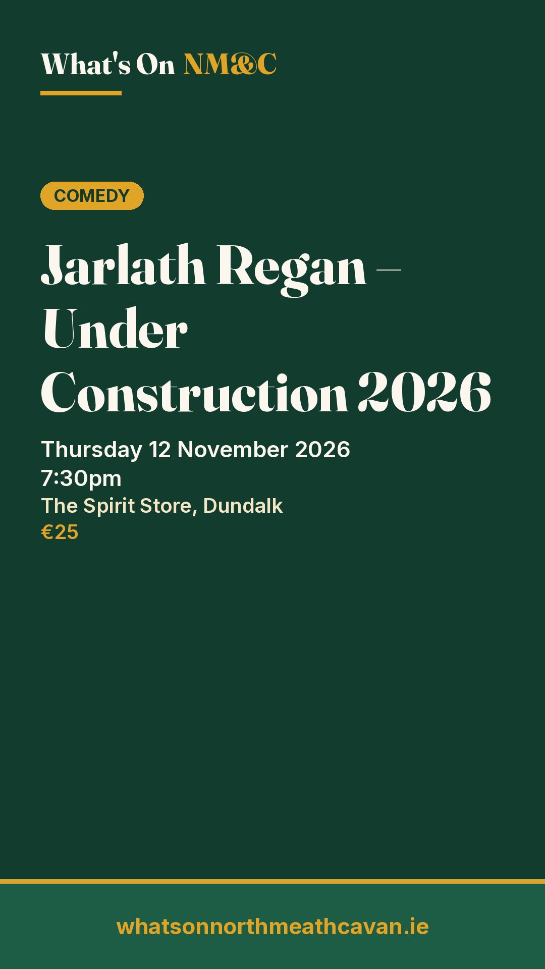 Story image for Jarlath Regan – Under Construction 2026