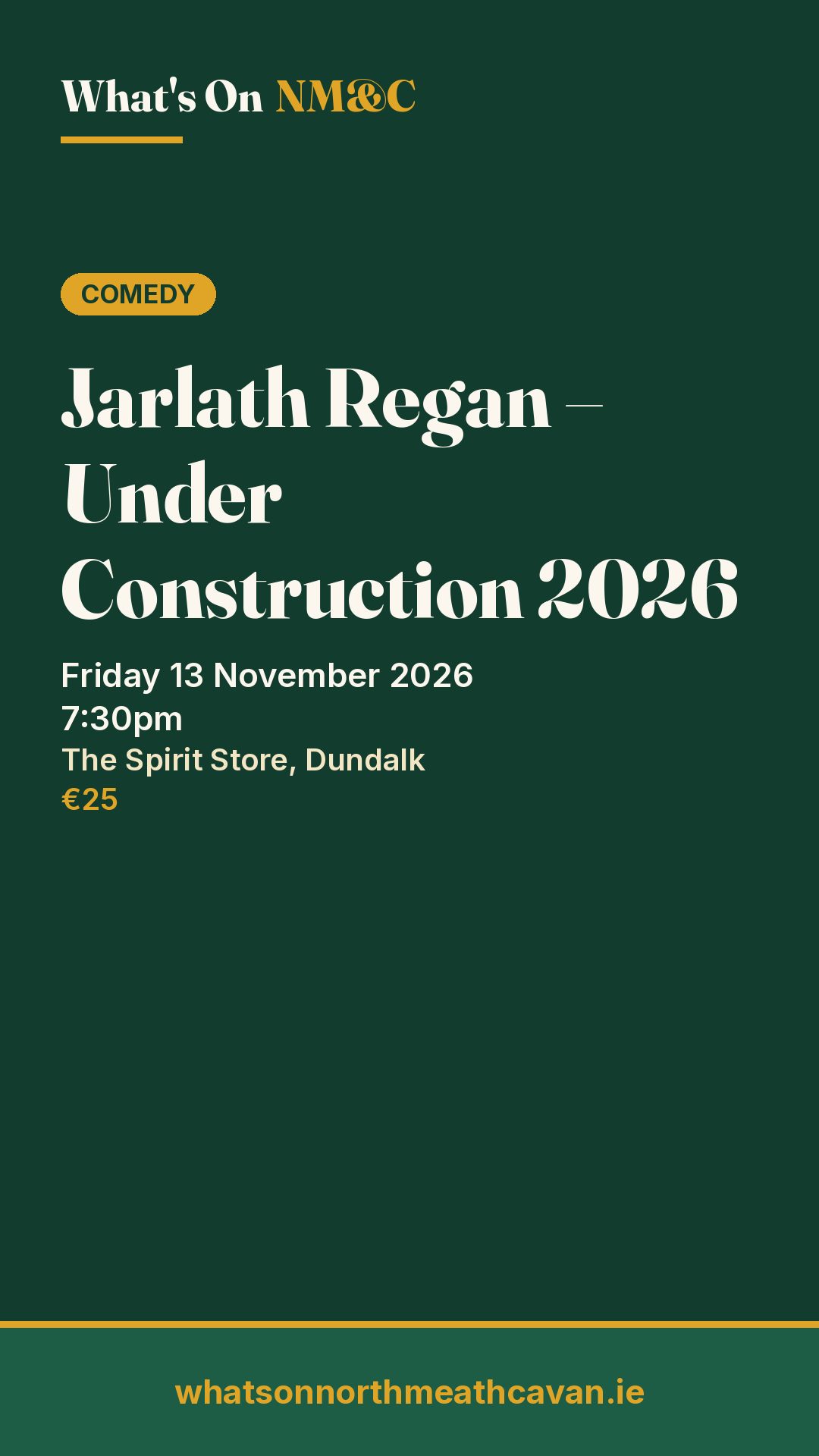 Story image for Jarlath Regan – Under Construction 2026