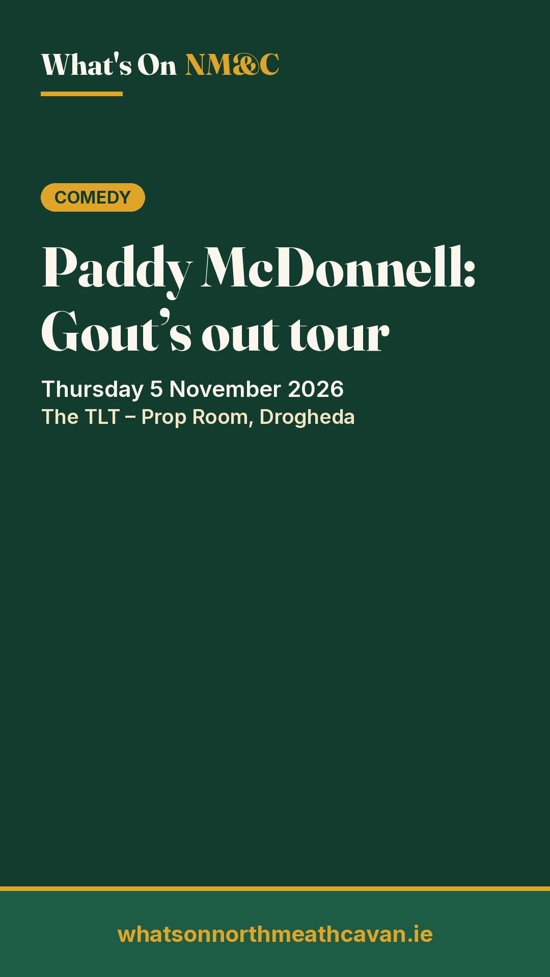 Story image for Paddy McDonnell: Gout’s out tour