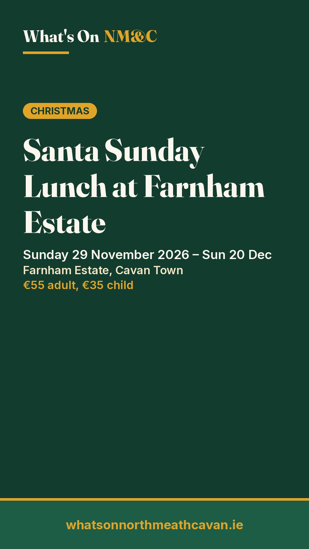 Story image for Santa Sunday Lunch at Farnham Estate