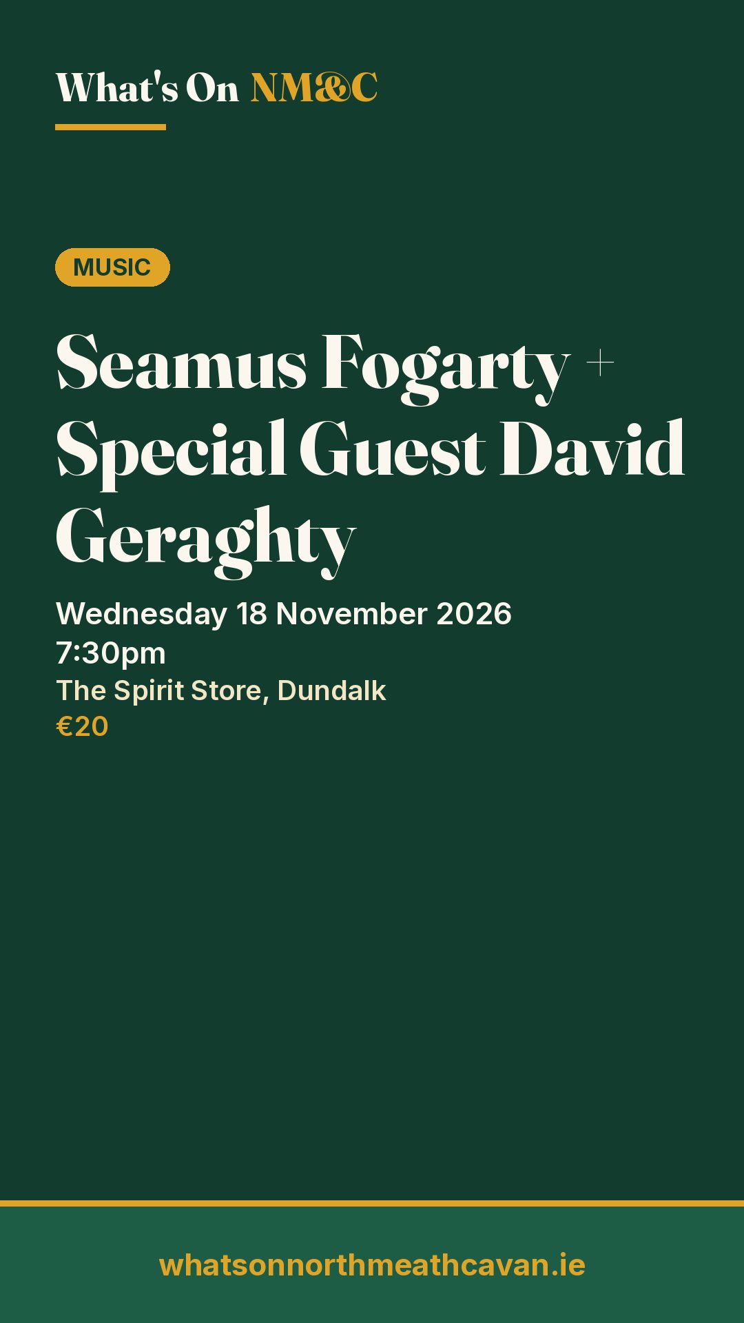 Story image for Seamus Fogarty + Special Guest David Geraghty