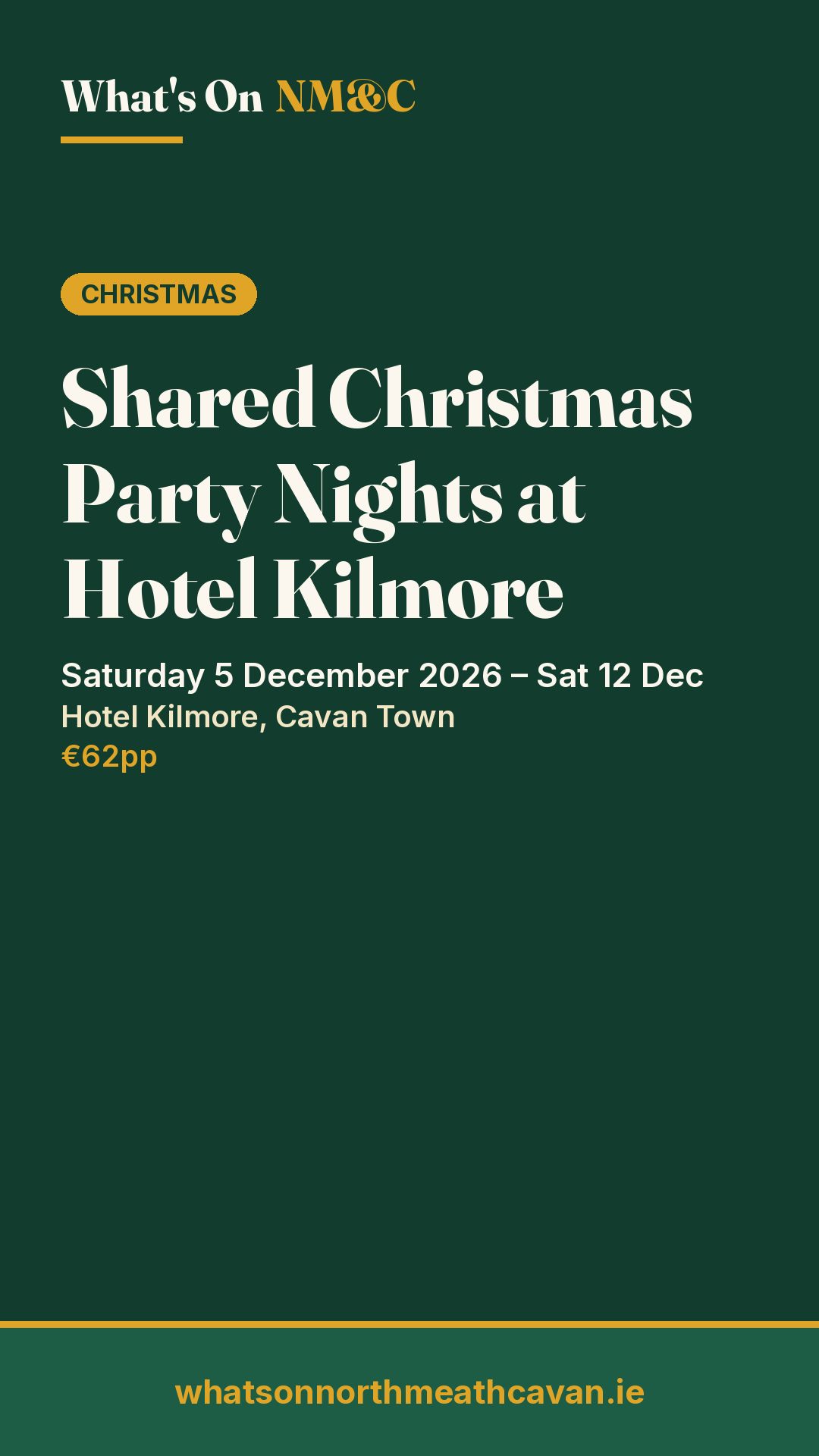 Story image for Shared Christmas Party Nights at Hotel Kilmore