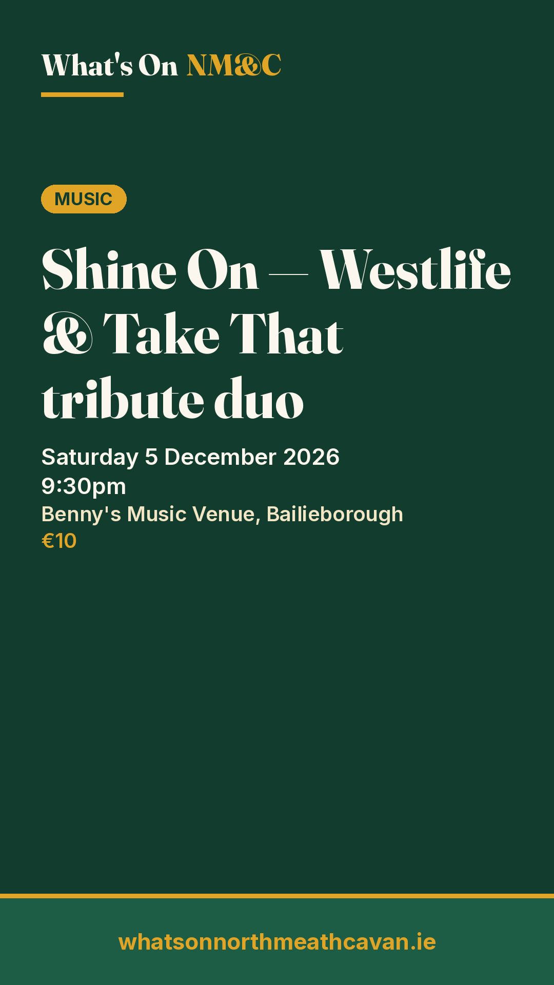 Story image for Shine On — Westlife & Take That tribute duo
